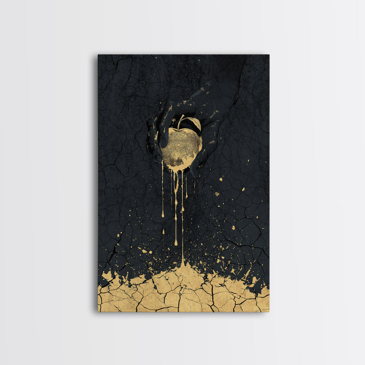 Golden Apple of Idunn Canvas Gold Art Canvas Art | Norse Myth Wall Decor Viking Symbol | Gift for Men | Framed in Real Wood