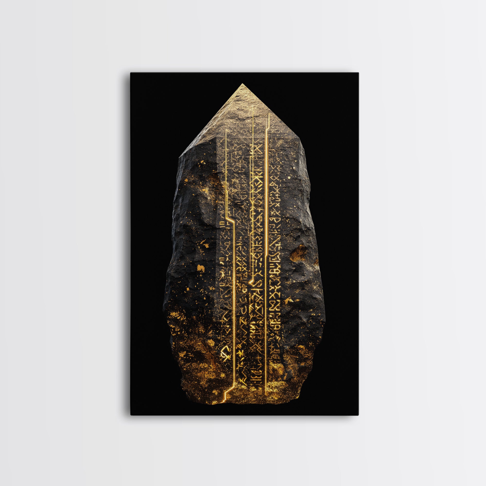 Runestone Canvas Gold Art, Nordic Canvas Art with Ancient Viking Runes ...