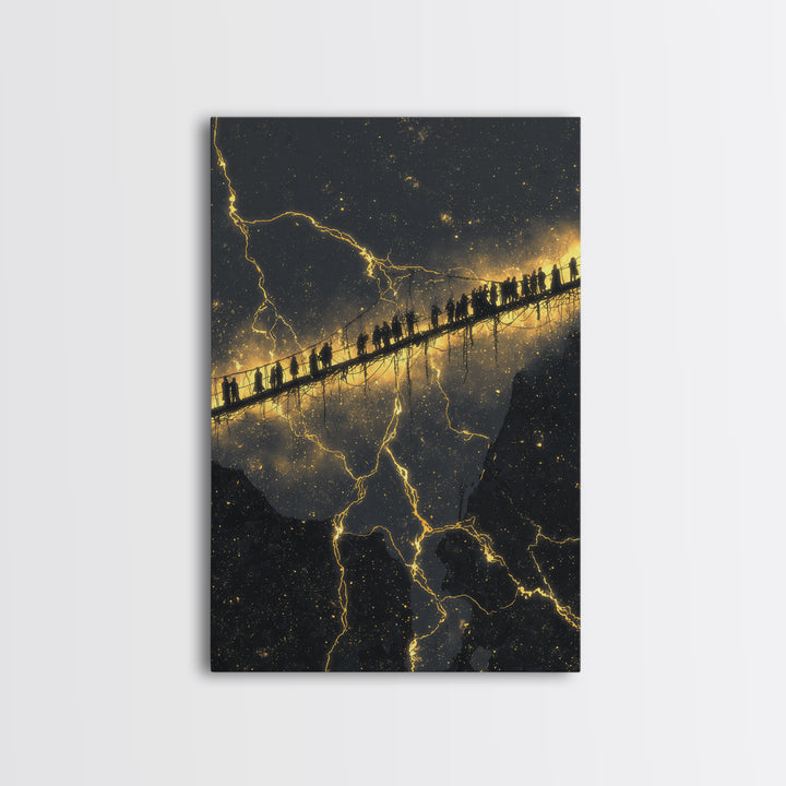 Helheim Norse Underworld Gate Canvas Gold Art Canvas Art Viking Mythology Wall Decor Dark Office Man Cave framed in real wood