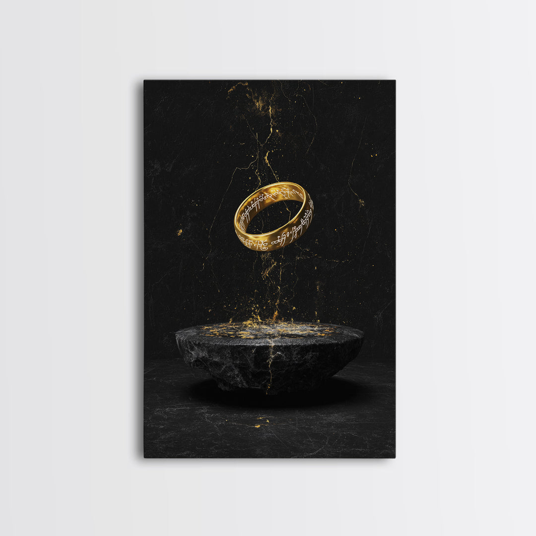 Nordic Mythology Rune Ring Canvas Gold Art Canvas Art – Viking Inspired Office Wall Decor, Man Cave Gift framed with real wood frame