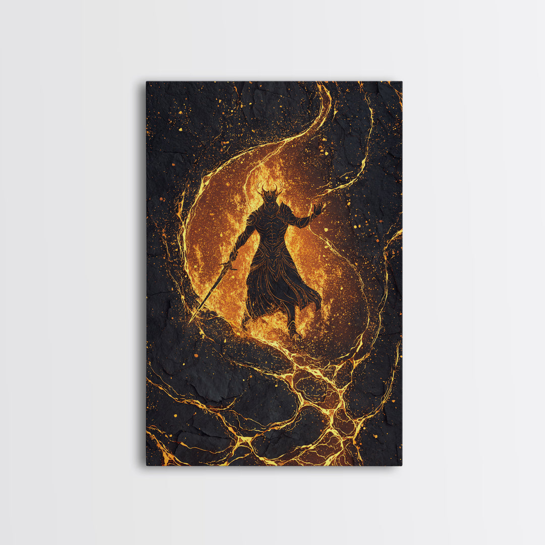 Canvas Art Sleipnir Norse Horse Canvas Gold Art Viking Mythology Wall Decor Office Art Man Cave framed in handcrafted wood frame