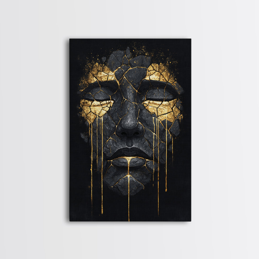 Canvas Gold Art Canvas Art of Yggdrasil | Norse World Tree Artwork in a Real Wood Frame | Viking Decor for Study, Man Cave, or Office