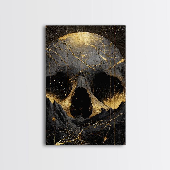 Norse God Ymir Canvas Gold Art Canvas Art | Giant of Creation Nordic Wall Art | Framed Mythology Decor with Real Wood Frame