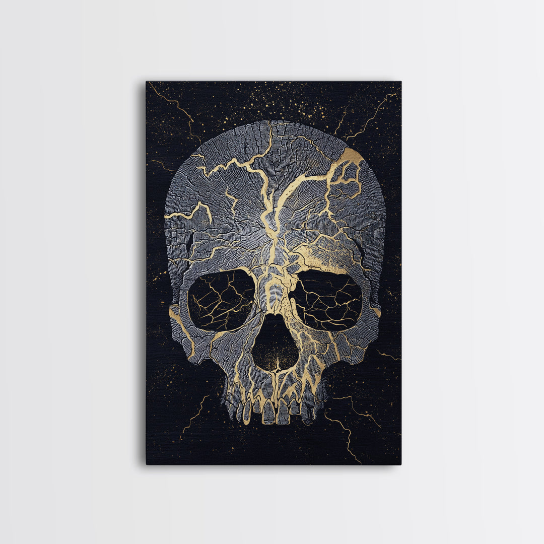 Canvas Art Canvas Gold Art of Norse Giant Ymir | Nordic Mythology Wall Art Framed in Real Wood | Viking Decor for Office or Study
