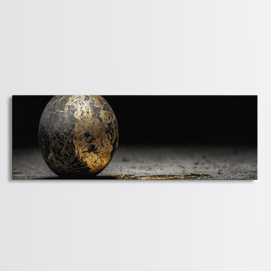 Norse Cosmos Orb Canvas Gold Art Nordic Mythology Canvas Art Viking Sphere Decor framed in authentic wood, Unique Dad Gift