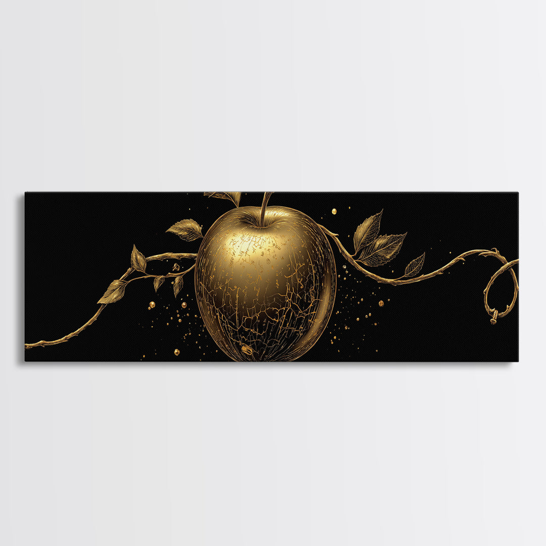 Golden Apple of Idunn Canvas Gold Art Norse Mythology Canvas Art Viking Decor framed in real wood, Unique Nordic Office Art