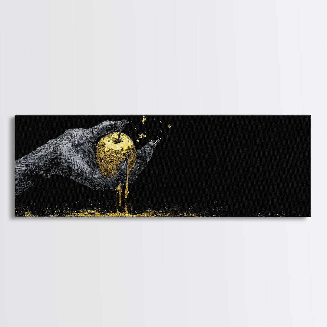 Canvas Gold Art Norse Apple of Immortality Canvas Art, Nordic Mythology Wall Decor with real wood frame, unique Viking Office Gift