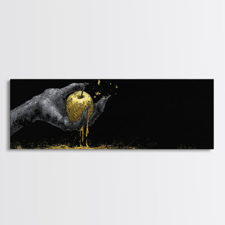 Canvas Gold Art Norse Apple of Immortality Canvas Art, Nordic Mythology Wall Decor with real wood frame, unique Viking Office Gift