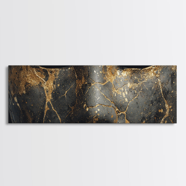 Kintsugi Mask Canvas Gold Art, Norse Mythology Canvas Art Wall Decor, Unique Nordic Office Accent framed in real wood