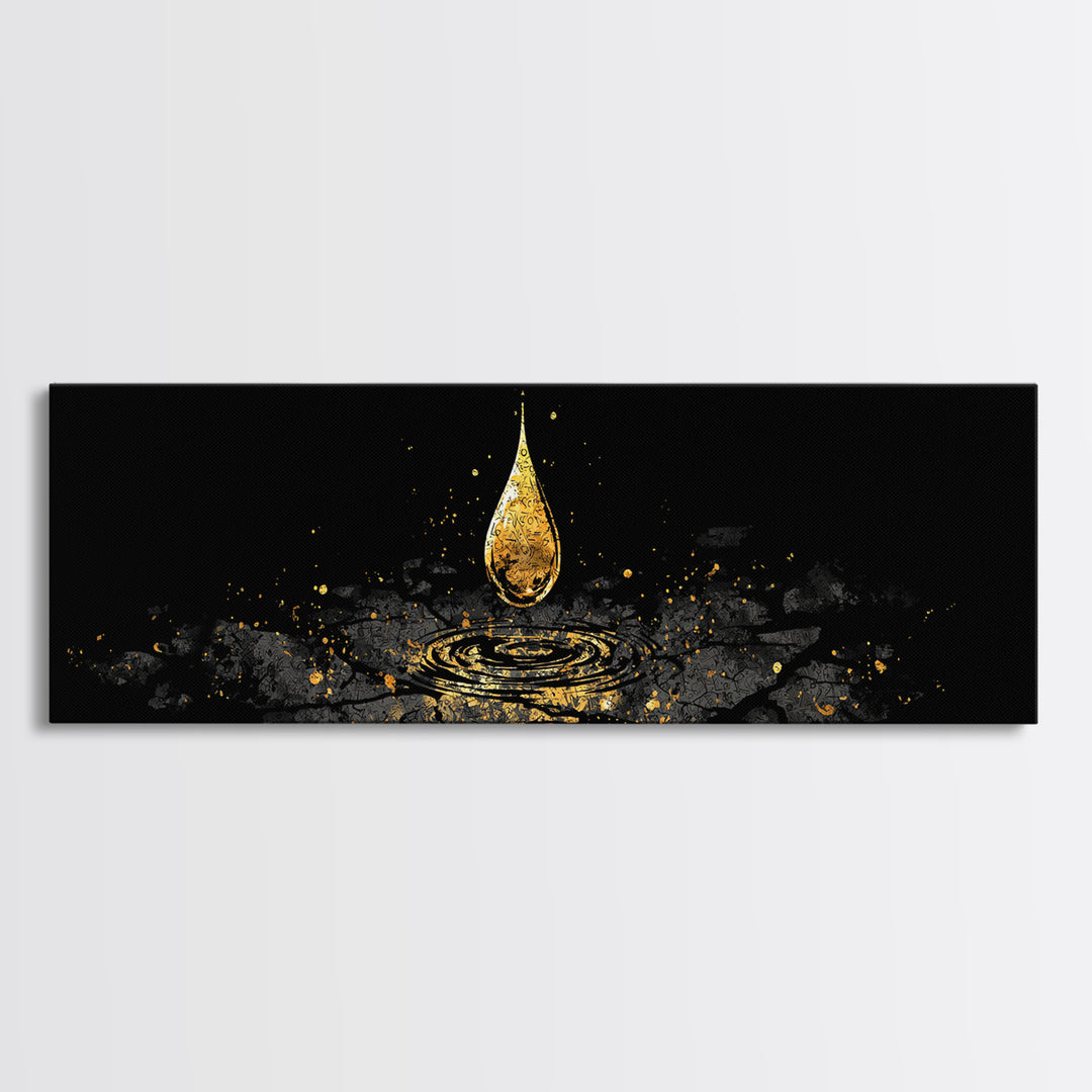 Odin’s Golden Tear Canvas Gold Art, Norse Mythology Inspired Canvas Art Wall Decor, Viking Office Accent framed in wood