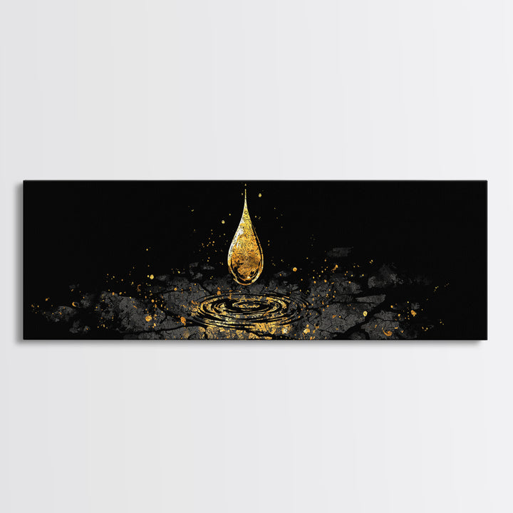 Odin’s Golden Tear Canvas Gold Art, Norse Mythology Inspired Canvas Art Wall Decor, Viking Office Accent framed in wood