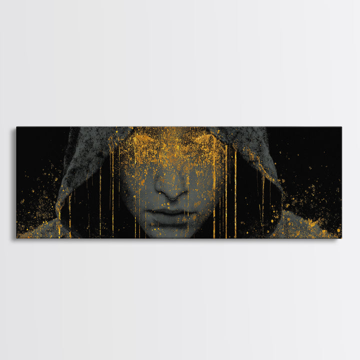 Norse Crown Canvas Gold Art Canvas Art – Nordic Royalty Symbol Mythology Wall Hanging for Office or Man Cave, framed with real wood
