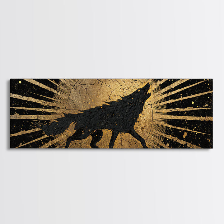 Canvas Gold Art Ragnarok Canvas Art | Norse Mythology Wall Decor framed in rustic wood | Viking Epic Gift for Him or Dad