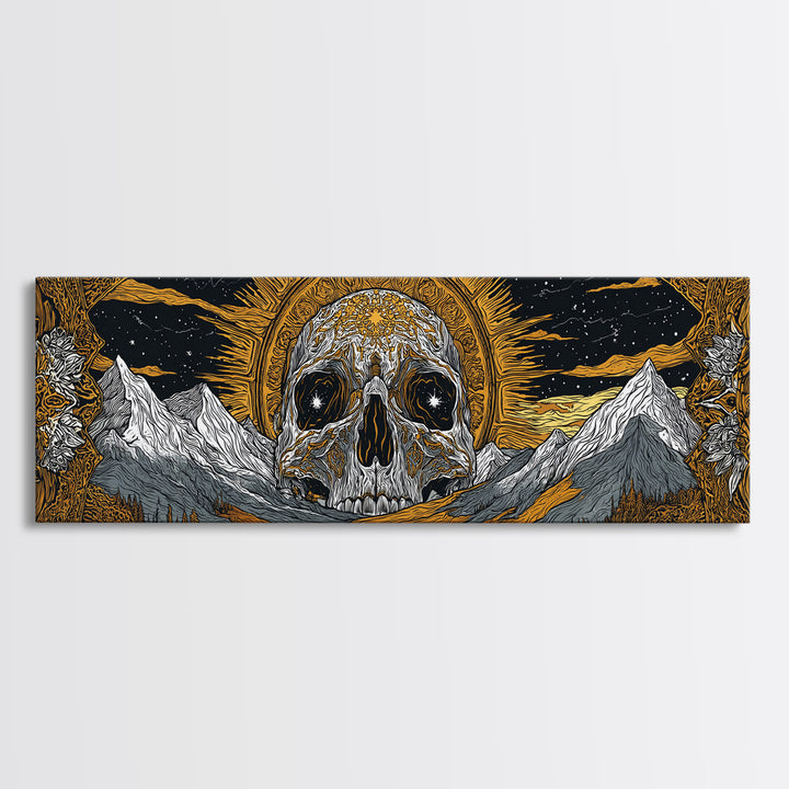 Norse God Ymir Canvas Gold Art, Nordic Mythology Canvas Art in Real Wood Frame, Viking Inspired Office Wall Art for Men