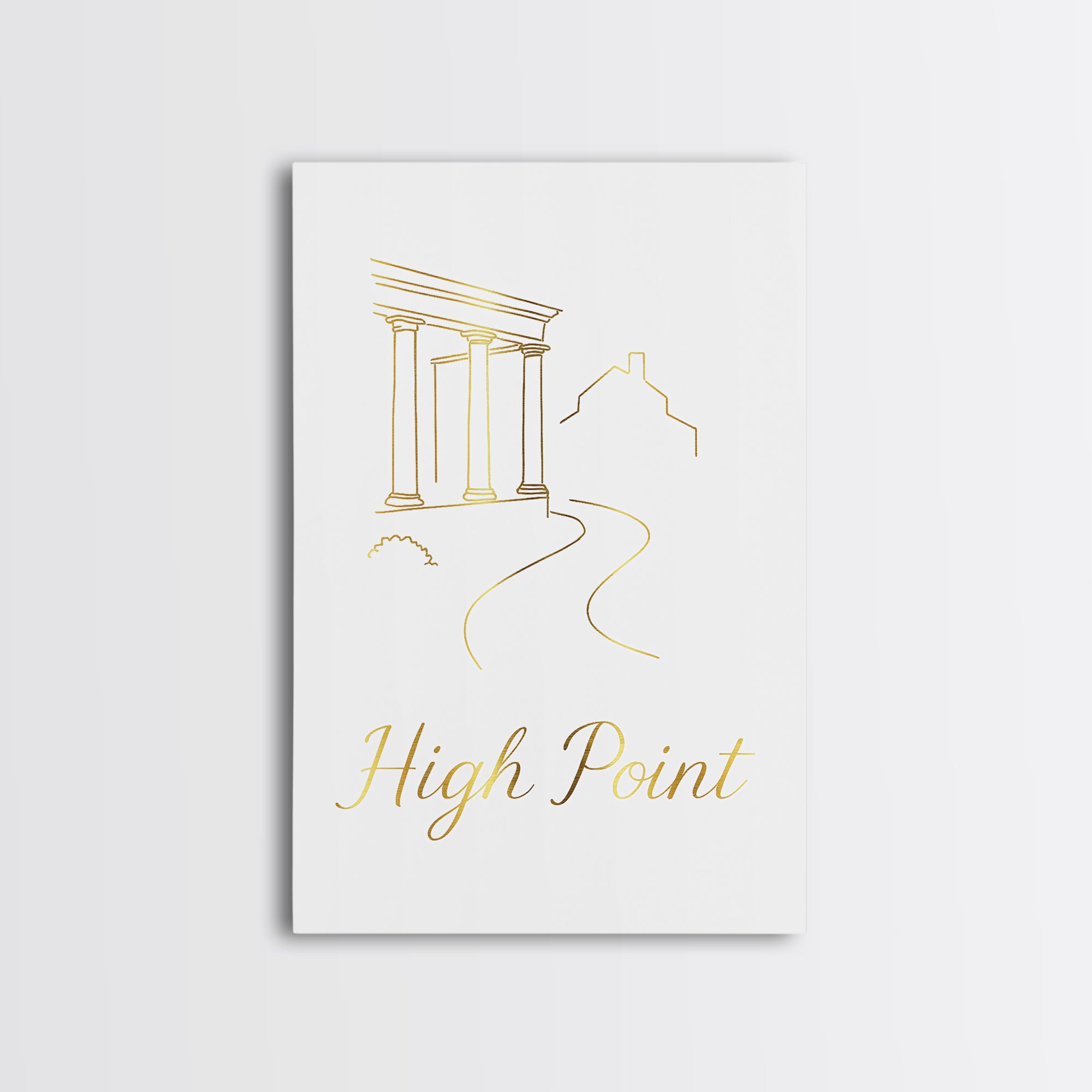 High Point Travel Poster, Framed Canvas Print, White Gold Minimalist A ...