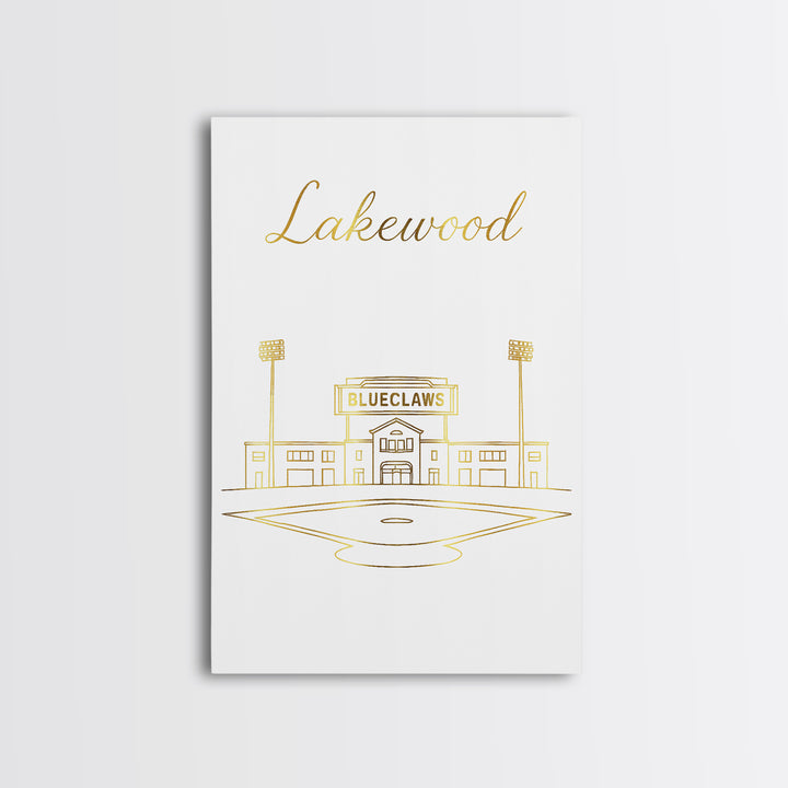 Lakewood Travel Poster, Canvas Print, White Gold Minimalist Art, Lakewood City Art, Mid Century Wall Art, Home Office Decor, Poster Print