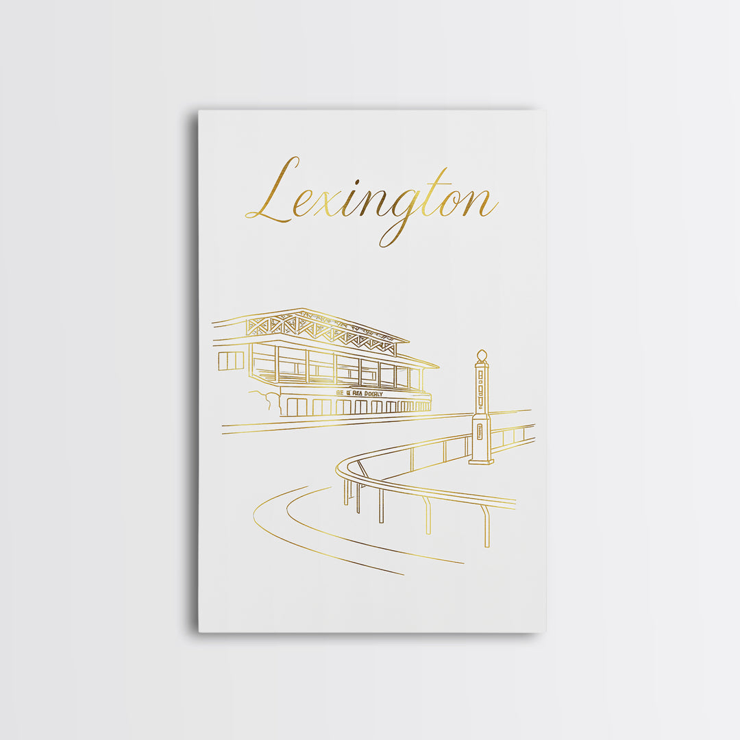 Lexington Travel Poster, Canvas Print, Gold Outline Poster Art, Lexington Wall Art, Gift For Travelers, Vintage Travel Print, Art Print