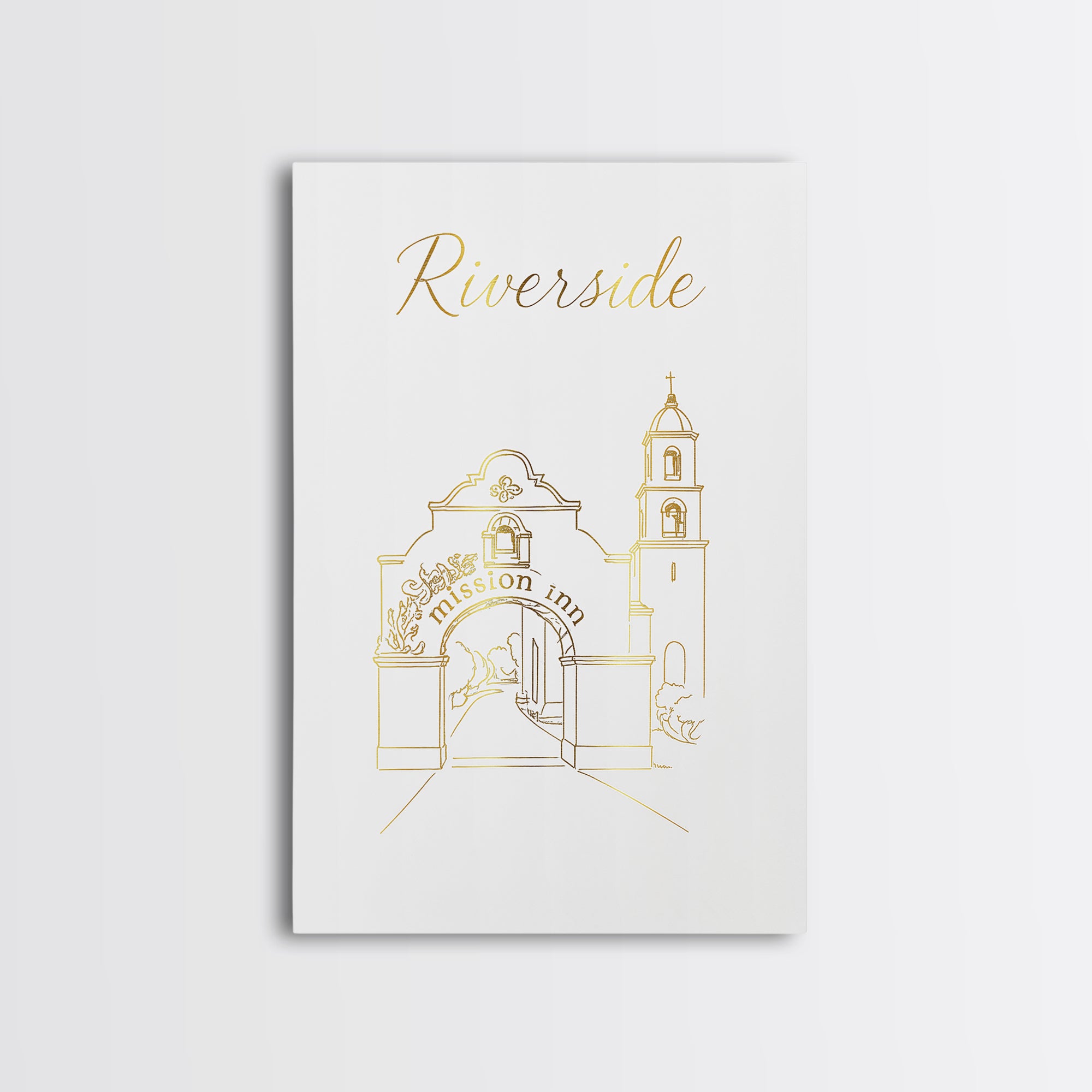 Riverside Travel Poster, Framed Canvas Print, Gold Outline Poster Art ...