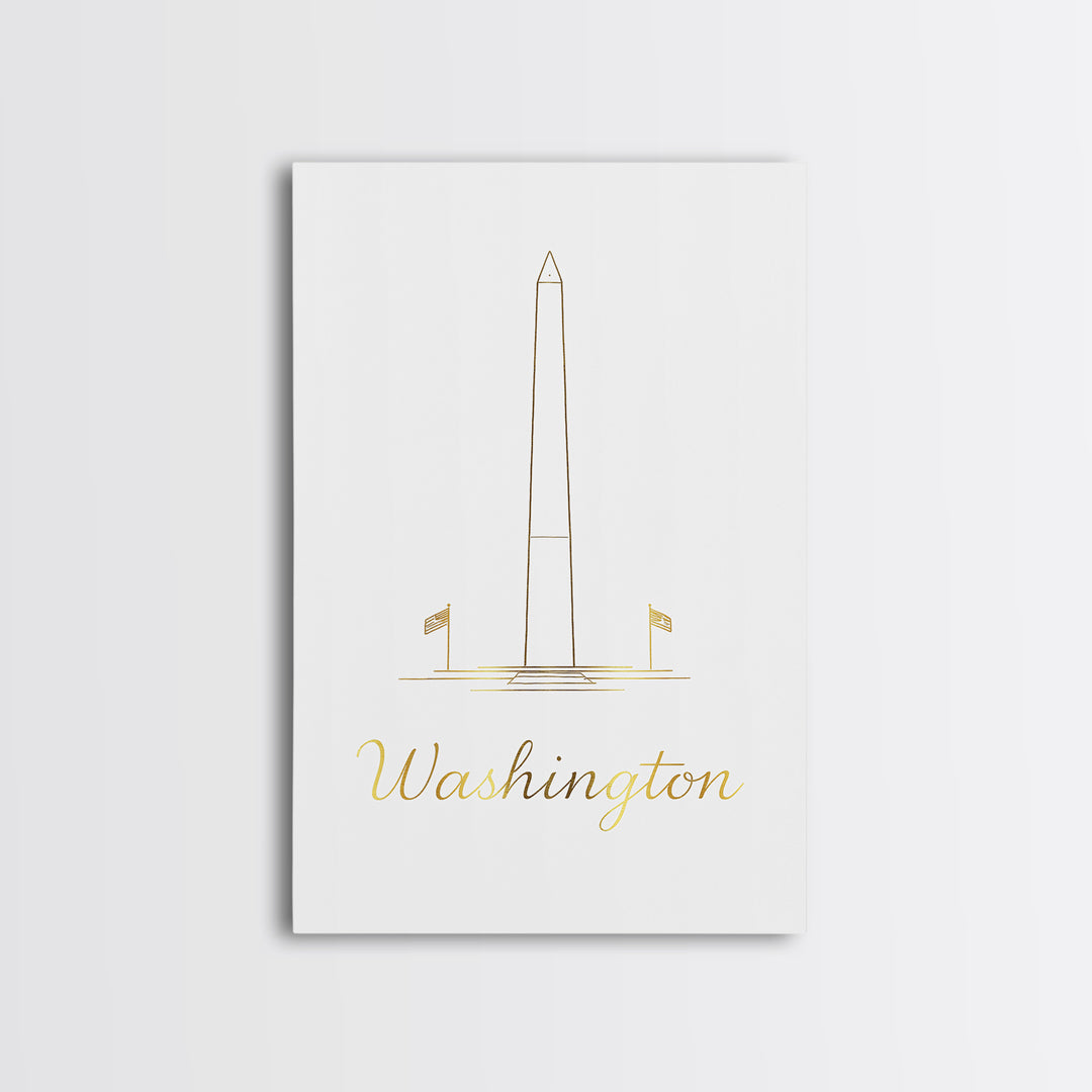 Washington DC Travel Poster, Canvas Print, Clean Sketch Wall Art, Washington DC Travel Art, Vintage City Art, City Art Print, Wall Art