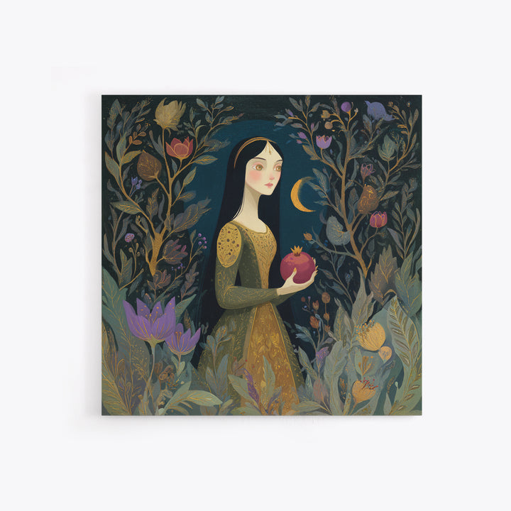 Persephone Holding Pomegranate Canvas Print, Mythological Art, Printable Art, Living Room Decor, Watercolor Art, Legend, MYT-1x1-31