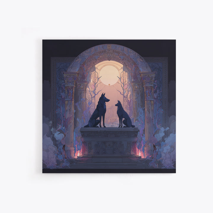 Hades and Cerberus Silhouette Framed Canvas Print, Mythological Art, Neutral Decor, Living Room Decor, Fine Art, Legend, MYT-1x1-80