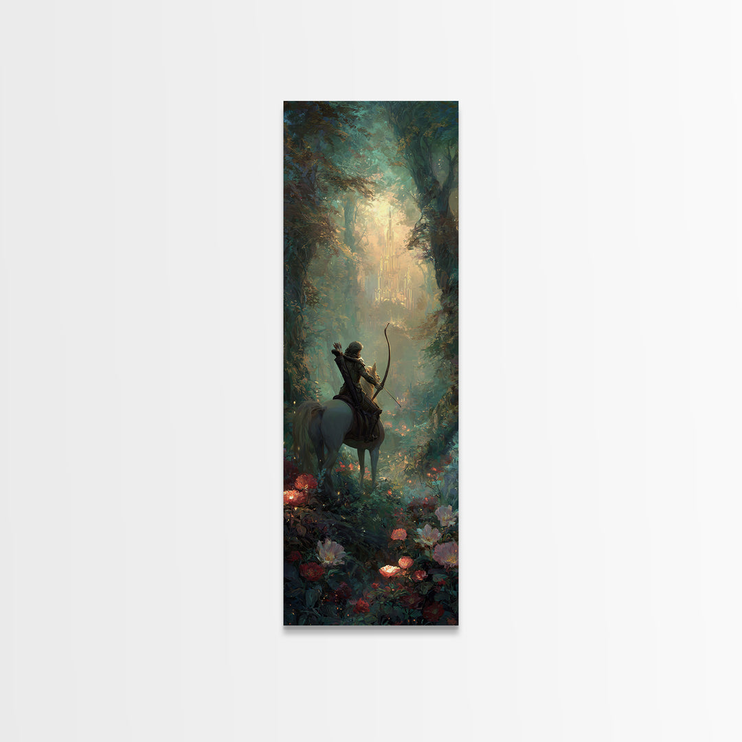 Centaur Archer in Misty Forest Framed Canvas Print, Mythological Art, Modern Decor, Living Room Decor, Oil Painting, Legend, MYT-1x3-4