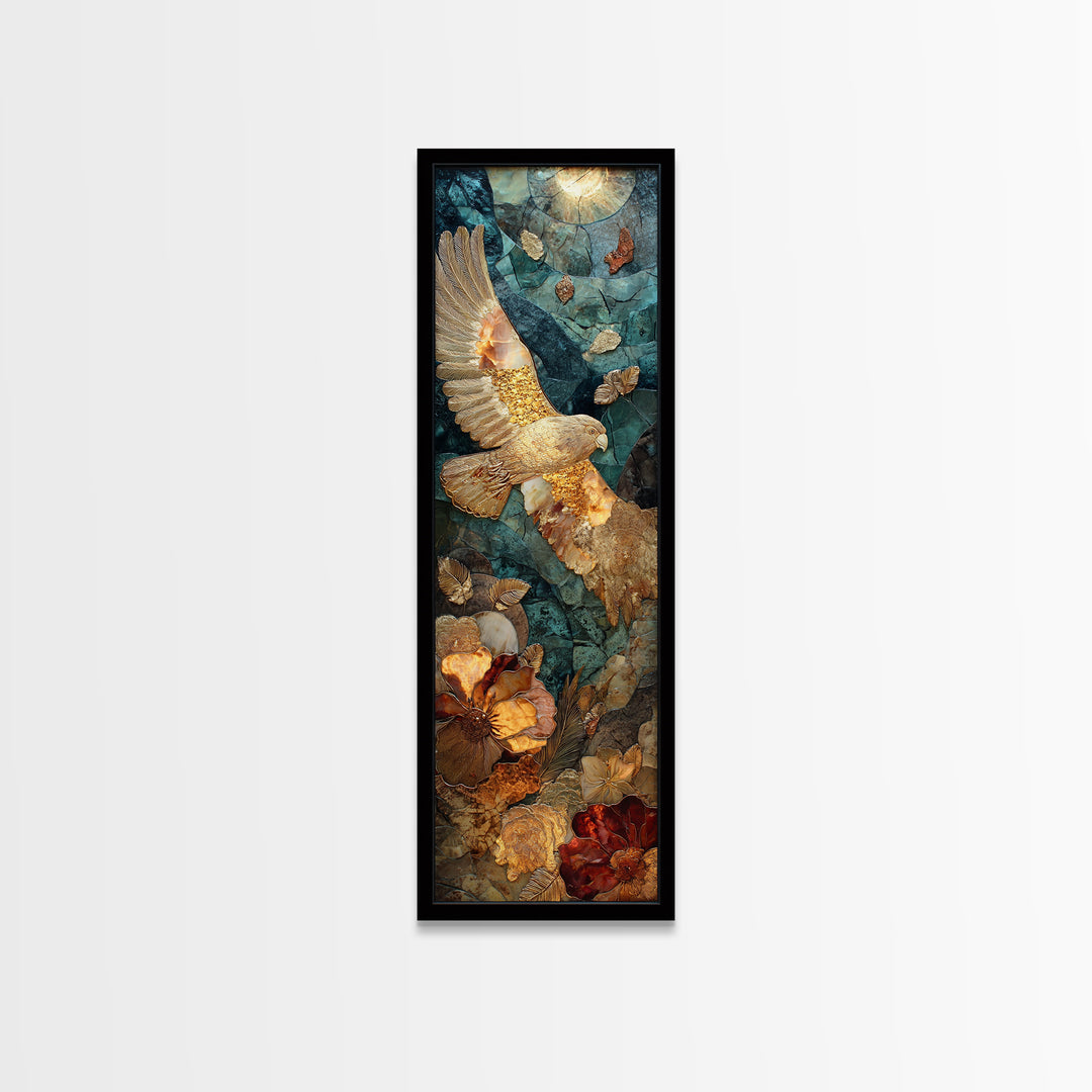 Icarus Falling Through Golden Sky and Feathers Canvas Print, Mythological Art, Printable Wall Art, Living Room Decor, Legend, MYT-1x3-64