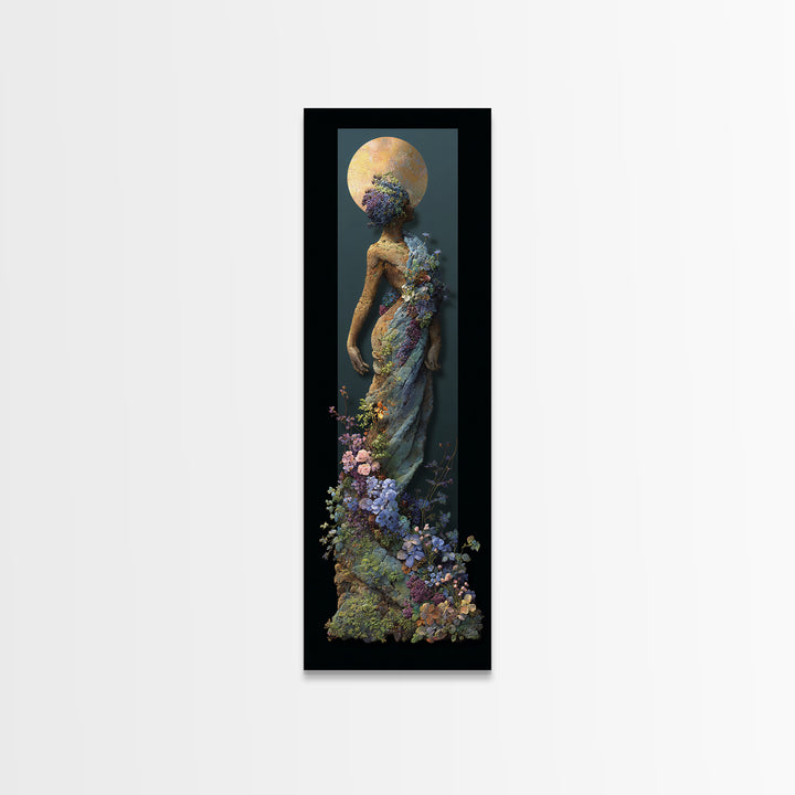 Ancient Goddess Statue Covered Framed Canvas Print, Mythological Art, Digital Art, Living Room Decor, Oil Painting, Legend, MYT-1x3-84