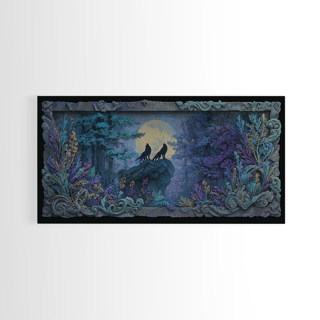Hades and Cerberus Silhouette Framed Canvas Print, Mythological Art, Minimalist Decor, Living Room Decor, Fine Art, Legend, MYT-2x1-28