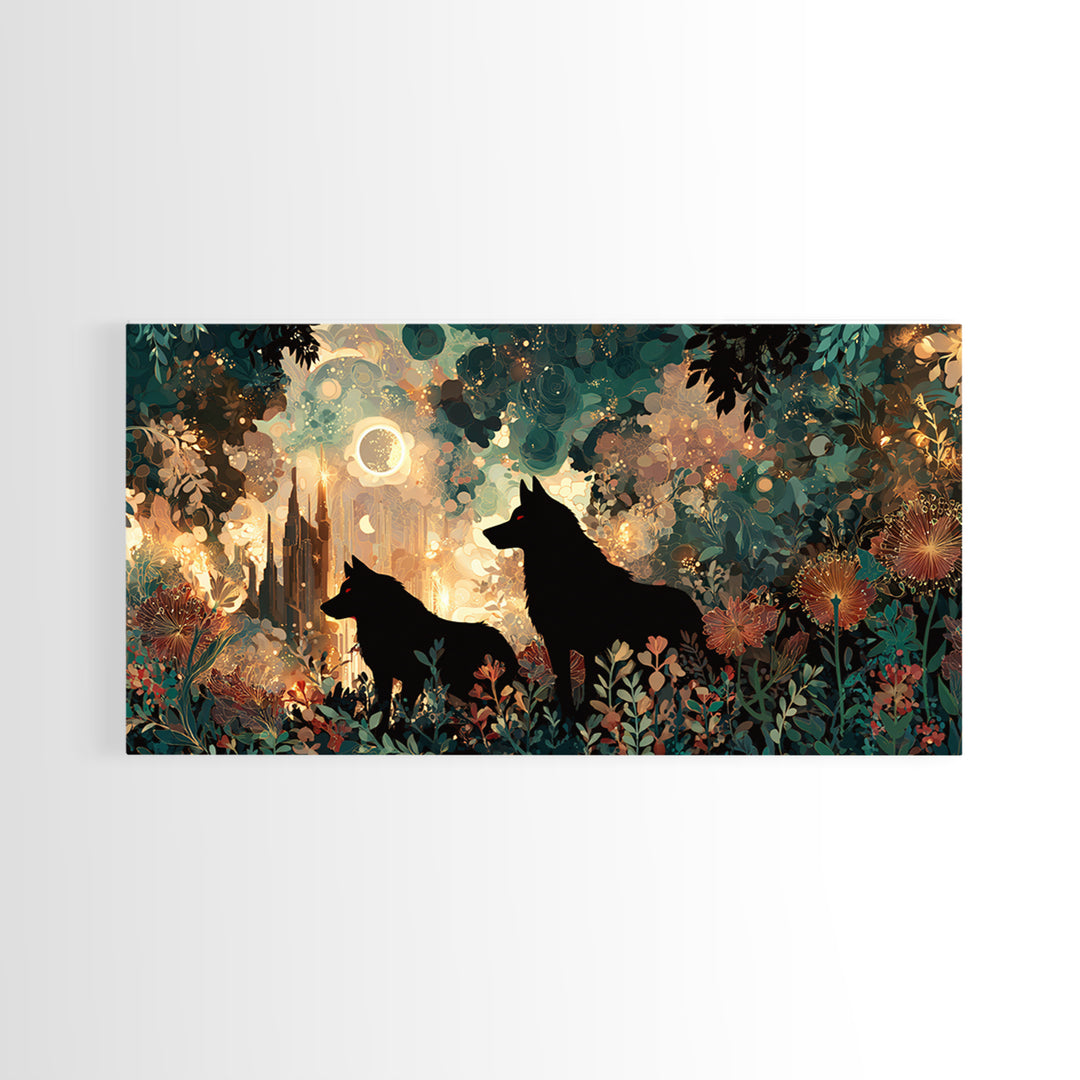 Hades and Cerberus Silhouette Canvas Print, Mythological Art, Boho Decor, Living Room Decor, Fine Art, Legend, Prints, MYT-2x1-4