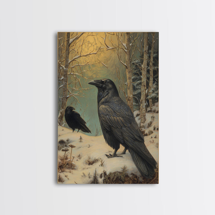 Odin Raven Pair Framed Canvas Print, Mythological Art, Room Decor, Living Room Decor, Fine Art, Legend, Art Print, Digital Art, MYT-2x3-51