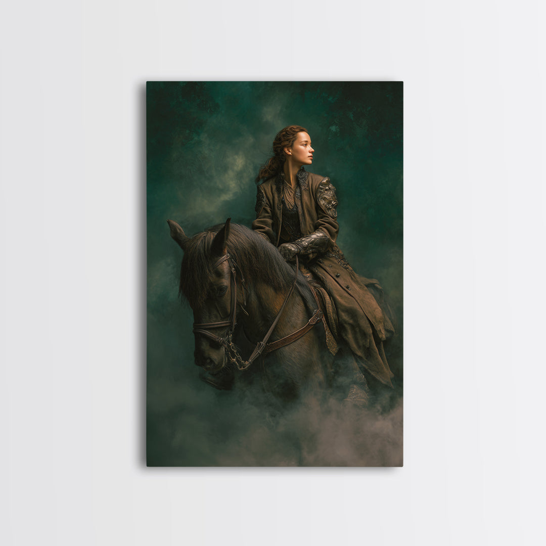 Norse Valkyrie Riding Through Storm Clouds Canvas Print, Mythological Art, Gothic Home Decor, Living Room Decor, Legend, MYT-2x3-89