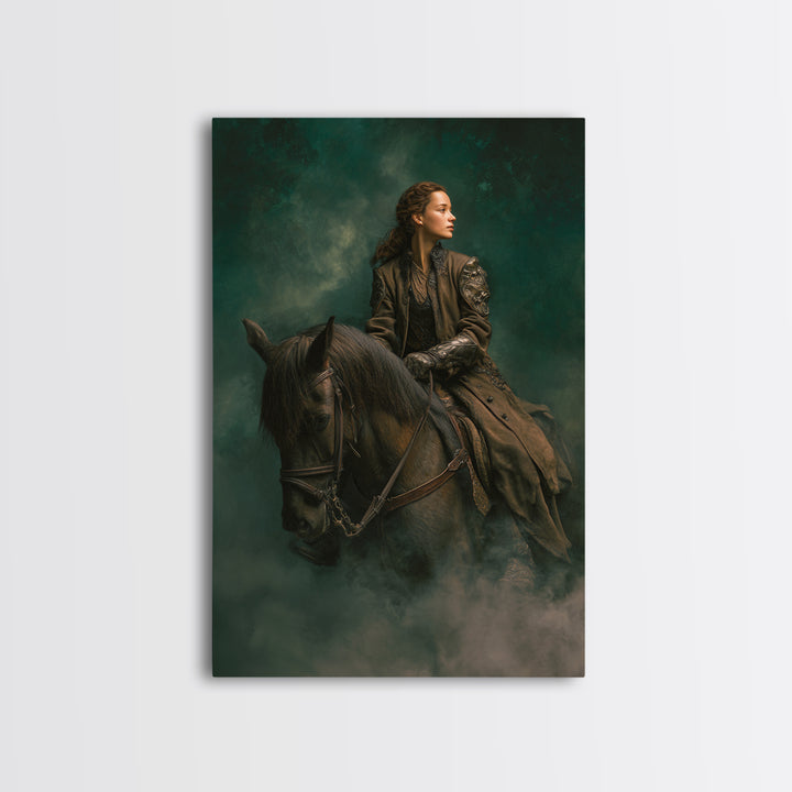Norse Valkyrie Riding Through Storm Clouds Canvas Print, Mythological Art, Gothic Home Decor, Living Room Decor, Legend, MYT-2x3-89