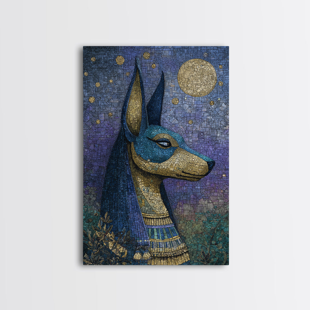 Anubis Profile with Desert Stars Canvas Print, Mythological Art, Printable Art, Living Room Decor, Legend, Unique Home Decor, MYT-2x3-91