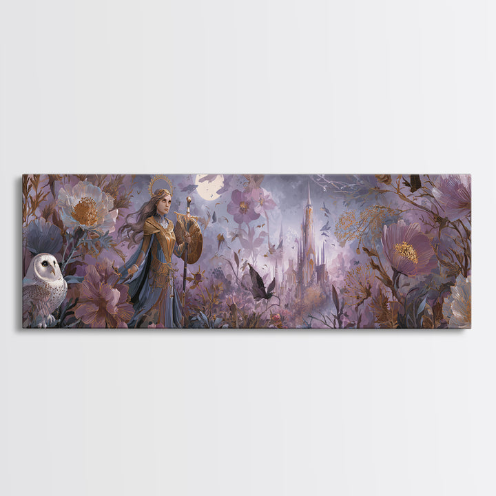 Athena Warrior Woman Framed Canvas Print, Mythological Art, Digital Art, Living Room Decor, Legend, Living Room Wall Art, MYT-3x1-18