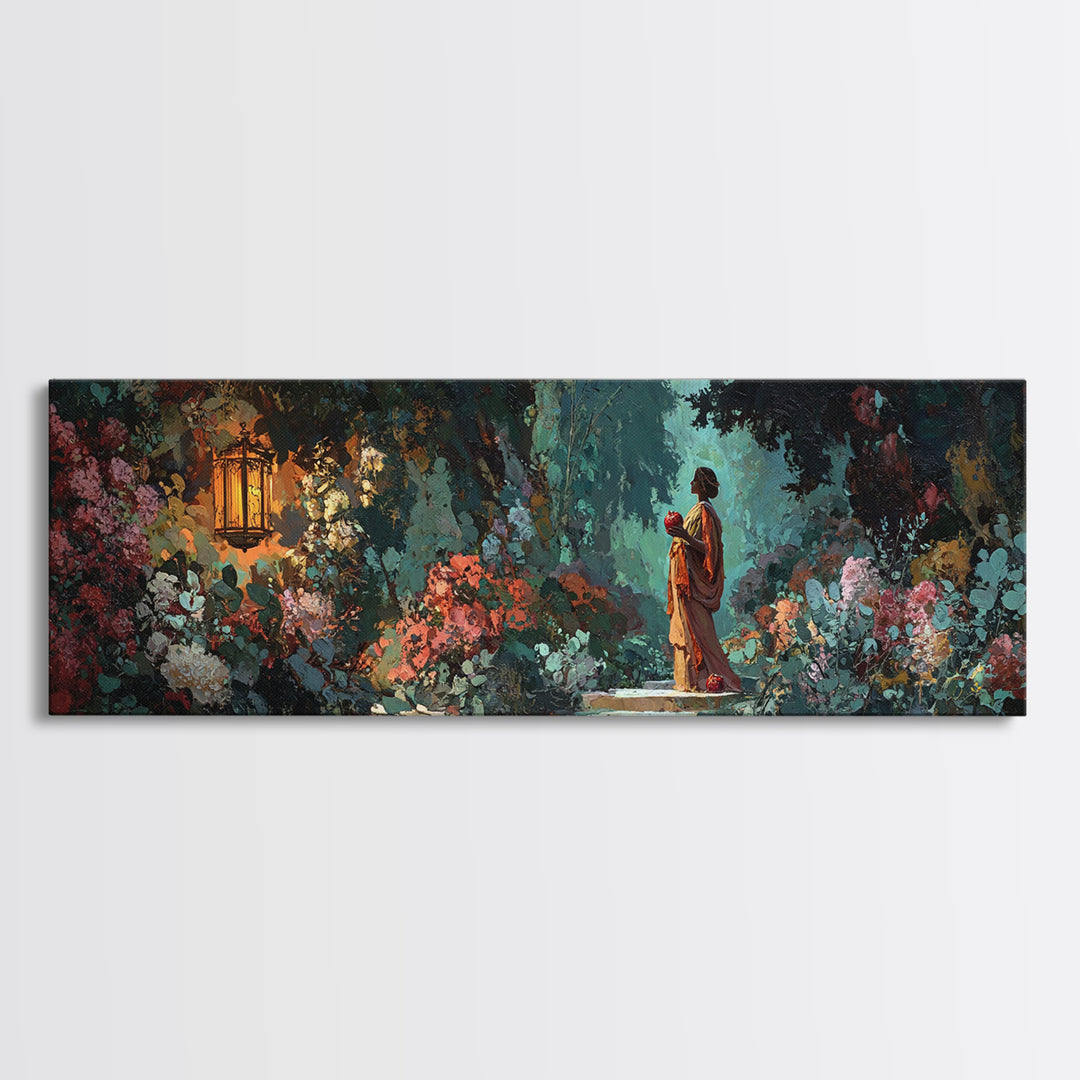 Persephone Holding Pomegranate Canvas Print, Mythological Art, Textured Painting, Living Room Decor, Fine Art, Legend, MYT-3x1-95