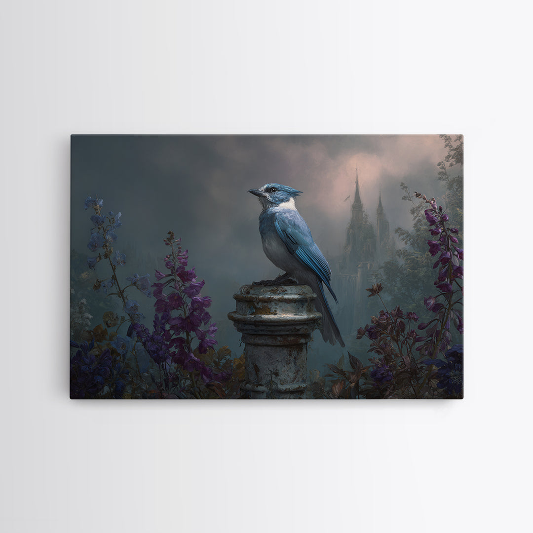 Griffin Perched on Ancient Stone Column Framed Canvas Print, Mythological Art, Art Print, Living Room Decor, Fine Art, Legend, MYT-3x2-18