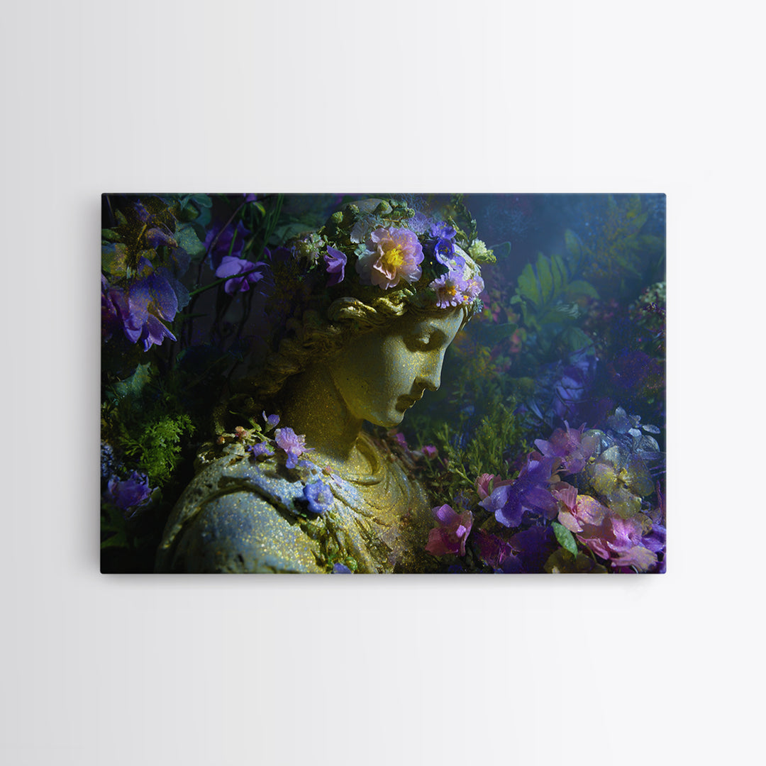 Ancient Goddess Statue Covered Framed Canvas Print, Mythological Art, Wall Art Prints, Living Room Decor, Fine Art, Legend, MYT-3x2-28