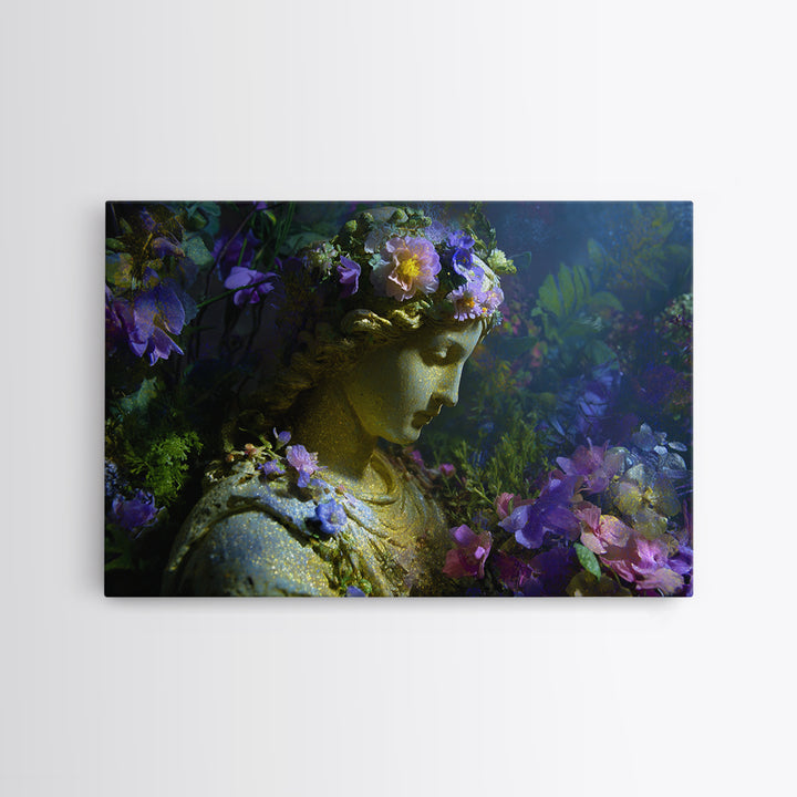 Ancient Goddess Statue Covered Framed Canvas Print, Mythological Art, Wall Art Prints, Living Room Decor, Fine Art, Legend, MYT-3x2-28