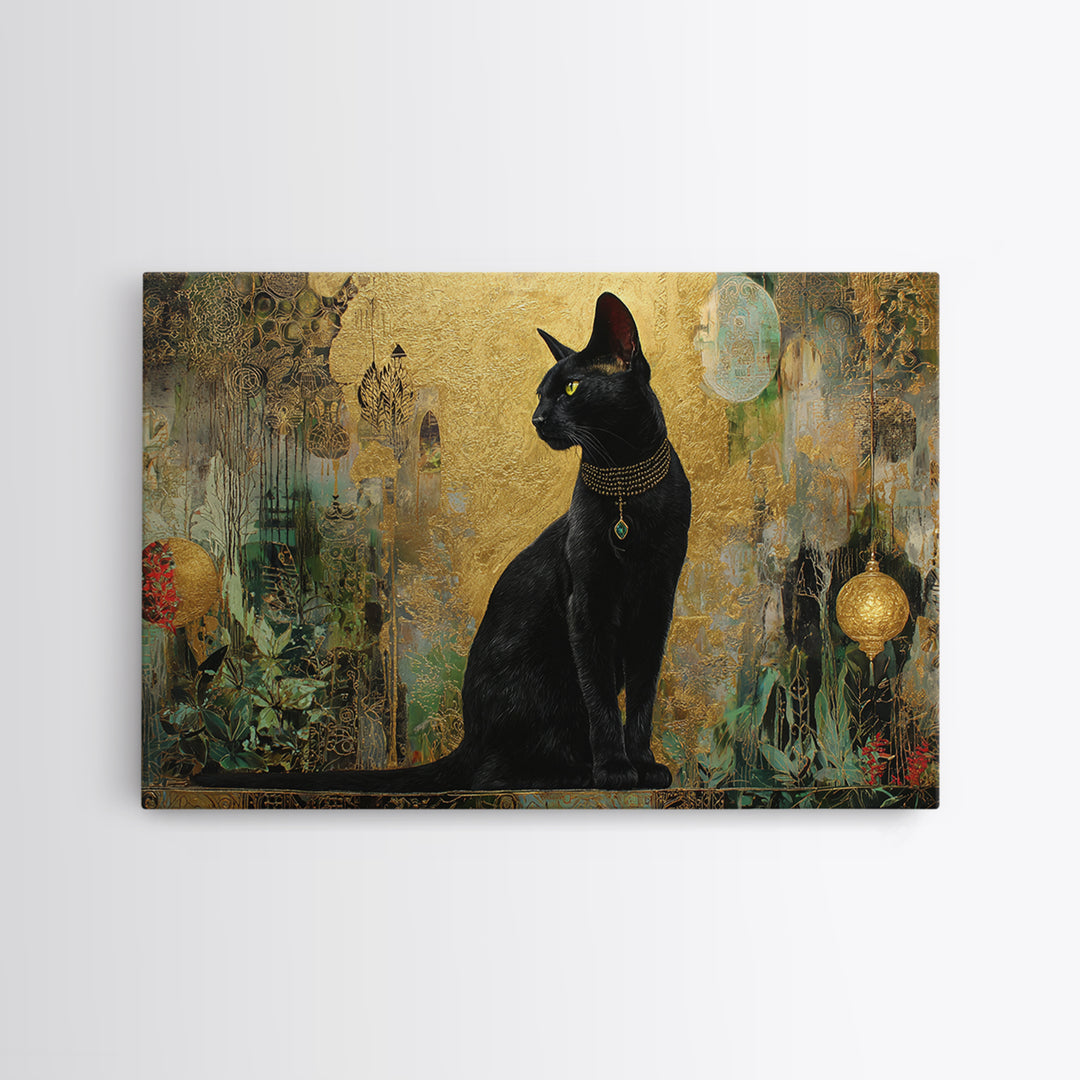 Bastet Cat Goddess Framed Canvas Print, Mythological Art, Home Decor, Living Room Decor, Fine Art, Legend, Contemporary Art, MYT-3x2-64