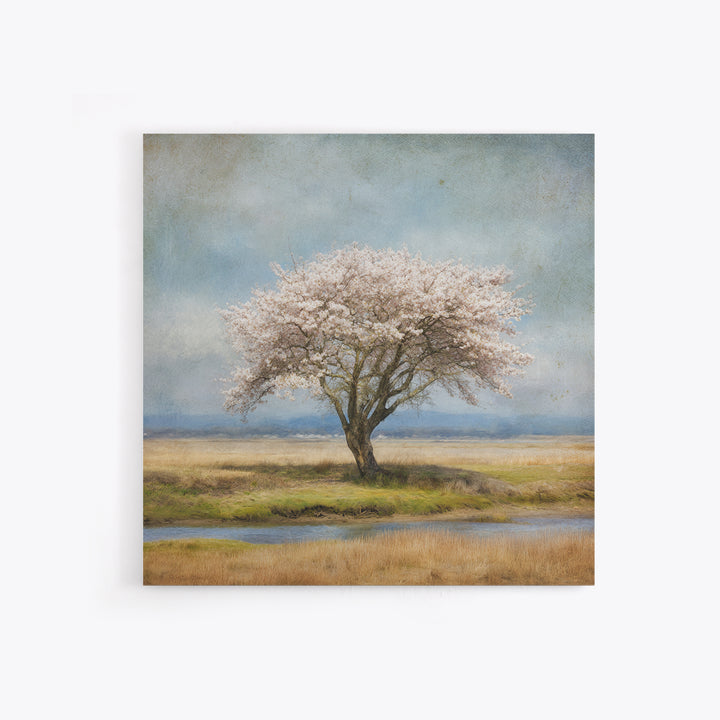 Spring Cherry Blossoms Framed Canvas Print, Nature Art, 3d Wall Art, Living Room Decor, Watercolor Art, Nature, Nature Wall Art, NAT-1x1-16