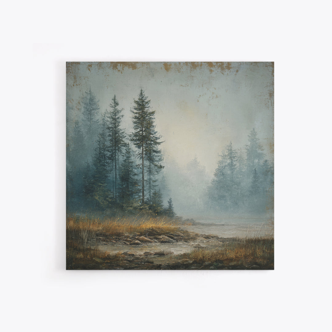 Moody Pine Forest Canvas Print, Nature Art, Digital Download Art, Living Room Decor, Fine Art, Nature, Luxury Decor, Art Print, NAT-1x1-17