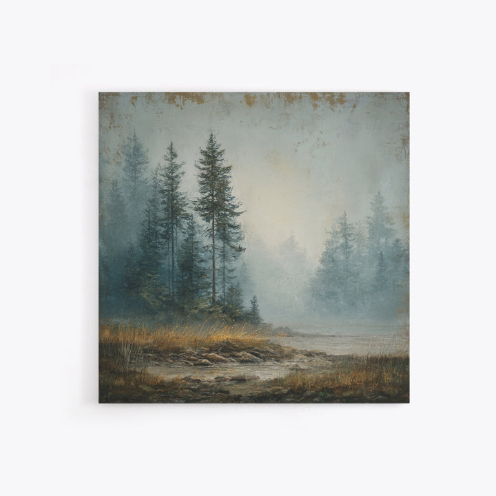 Moody Pine Forest Canvas Print, Nature Art, Digital Download Art, Living Room Decor, Fine Art, Nature, Luxury Decor, Art Print, NAT-1x1-17