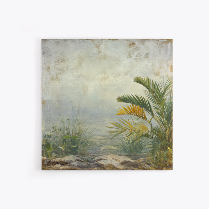 Tropical Jungle Leaves Framed Canvas Print, Nature Art, Ocean Art, Living Room Decor, Fine Art, Nature, Art Print, NAT-1x1-21