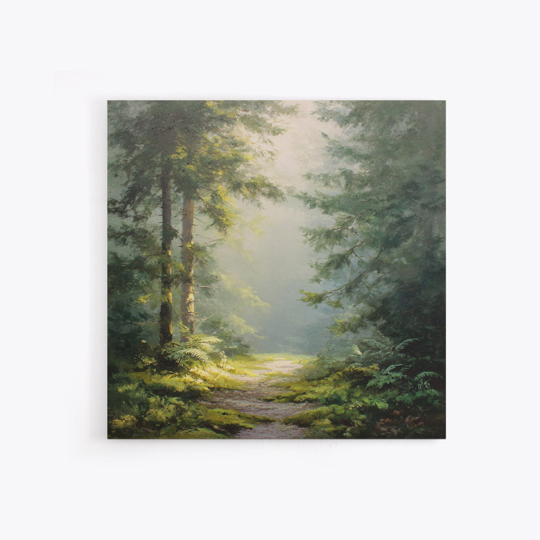Sunlit Forest Path Canvas Print, Nature Art, Modern Decor, Living Room Decor, Fine Art, Nature, Home Decor, Poster, Wall Decor, NAT-1x1-25