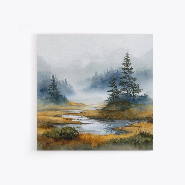 Moody Pine Forest Framed Canvas Print, Nature Art, Gallery Decor, Living Room Decor, Oil Painting, Nature, Contemporary Art, NAT-1x1-41