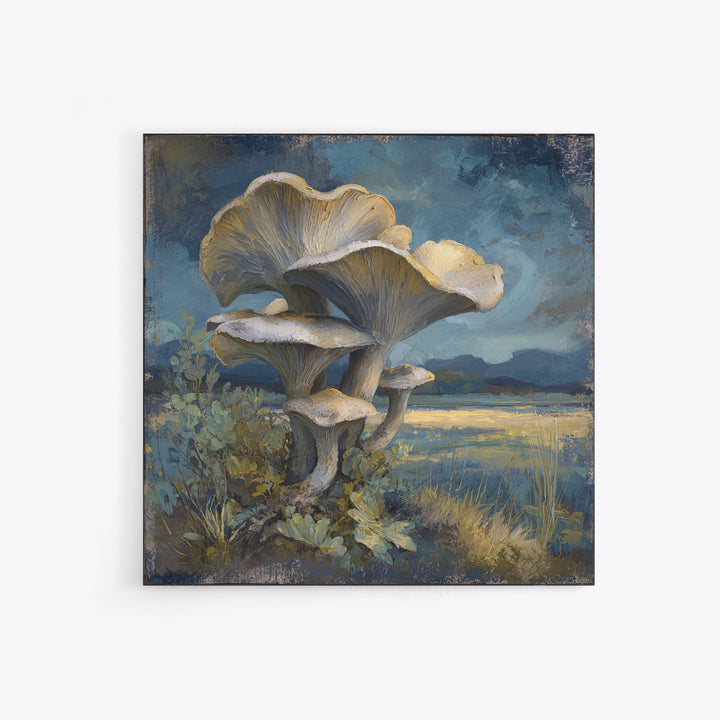 Mushroom Cluster in Enchanted Woodland Canvas Print, Nature Art, Nature Wall Art, Living Room Decor, Watercolor Art, Nature, NAT-1x1-55