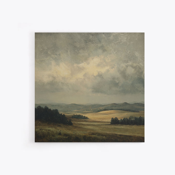 Storm Clouds over a Rolling Prairie Framed Canvas Print, Nature Art, Bird Wall Art, Living Room Decor, Fine Art, Nature, NAT-1x1-62