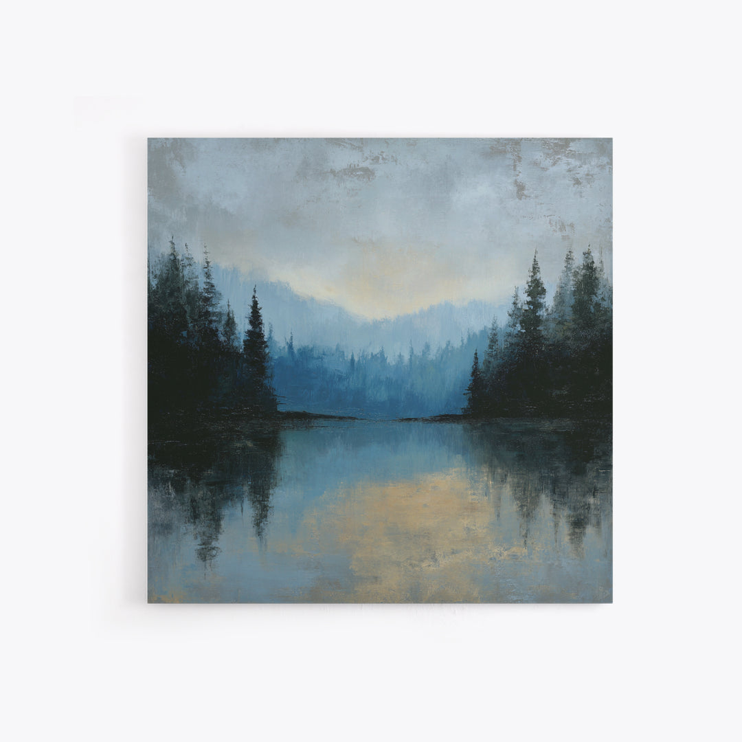 Misty Mountain Lake Canvas Print, Nature Art, Room Decor, Living Room Decor, Fine Art, Nature, Wall Hangings, Original Painting, NAT-1x1-77