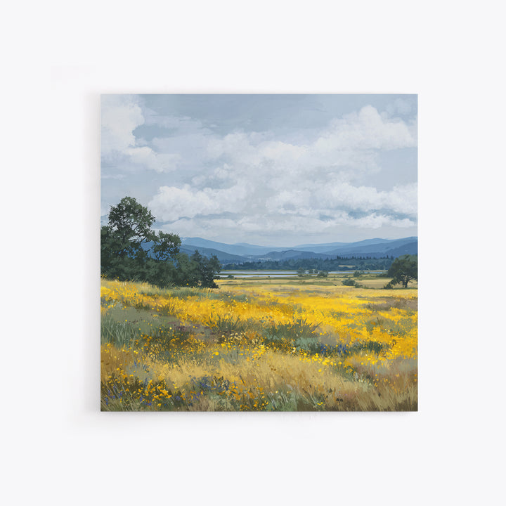 Wildflower Meadow under Soft Summer Sky Canvas Print, Nature Art, Boho Decor, Living Room Decor, Fine Art, Nature, Wall Decor, NAT-1x1-98